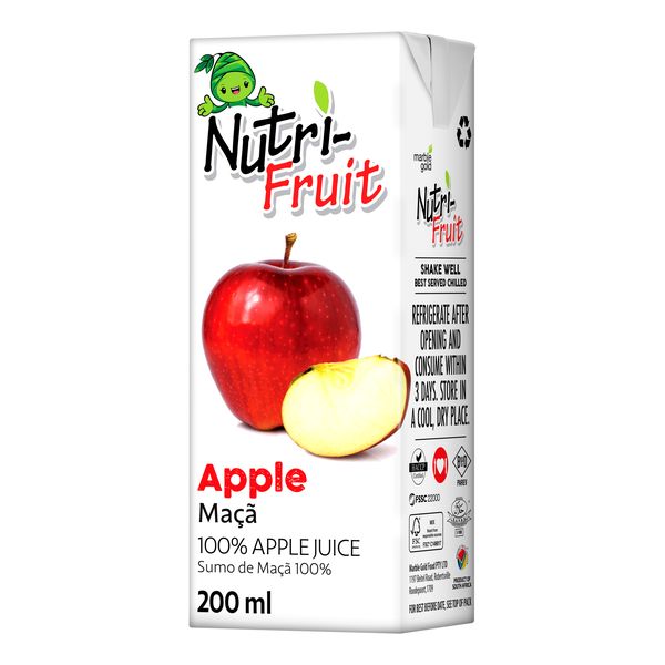 100% Nutri Fruit juice 200 ml Apple 24 case pack