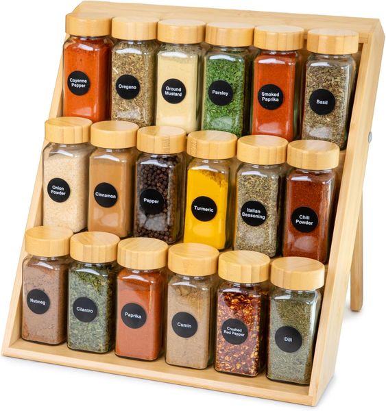 3-Tier Bamboo Spice Rack Organizer for Countertop