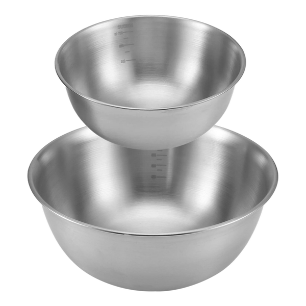 2Pcs Stainless Steel Mixing Bowl With Scale Deep Mixing Egg Bowls
