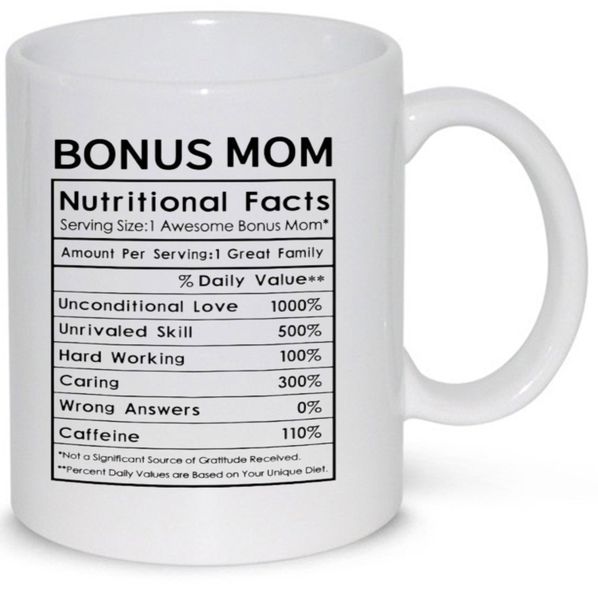 Bonus Mom Nutritional Facts Gift Coffee Mug (15Oz Jumbo Size)