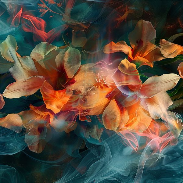 Canvas Wall Art - 1000 x 1000 - Floral Orange Abstract