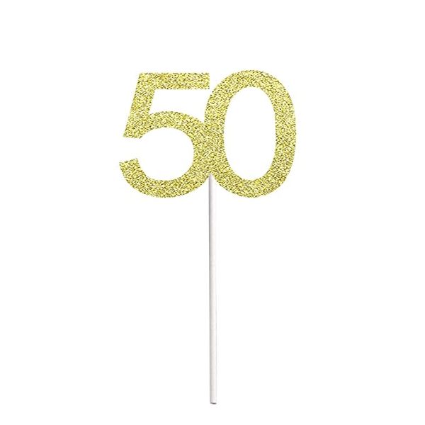 JD 50 Cupcake Party Topper in Glitter Board - 24-Piece