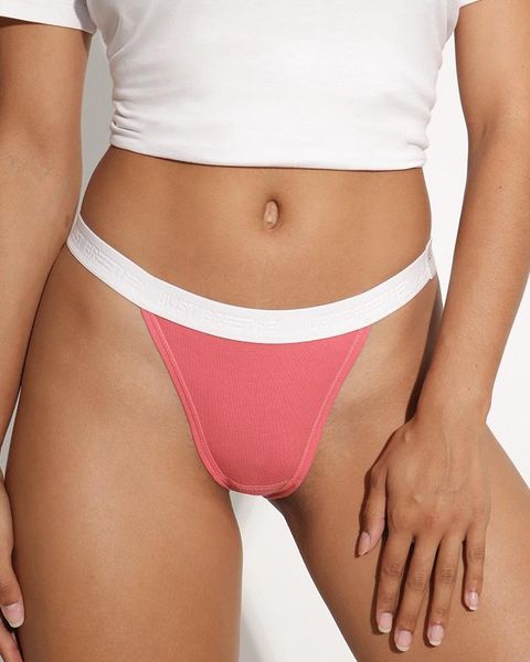 Breeth Cotton Rich Womens Breathable Seamless Tanga Panty - Coral Pink