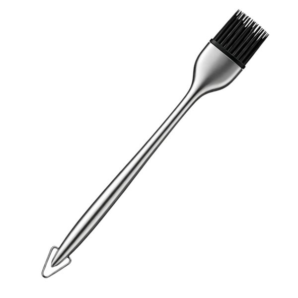 Stainless Steel Oil Brush With Silicone Bristles - Silver