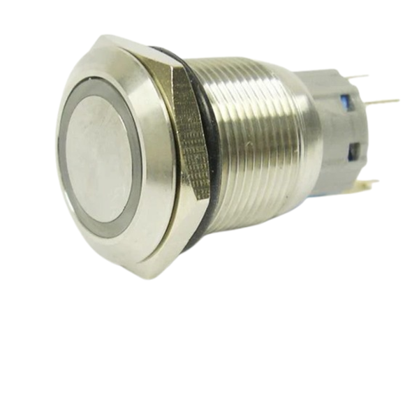 AVP19F-L2SCG12 19mm Vandal Resistant Latching Push Button, Green LED, IP67