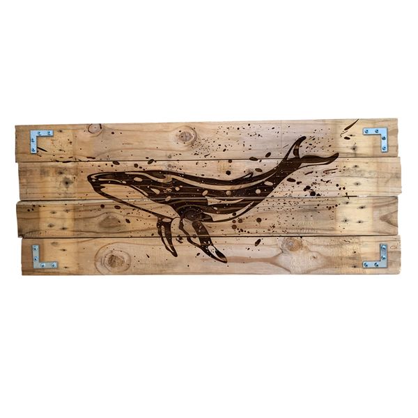 Unique Wall Art - Reclaimed Wood Engraved With Whale