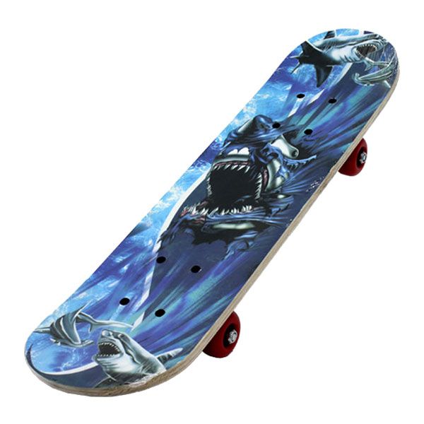 Skateboard - 60cm Wooden Skate Board - Killer Shake - Blue &amp; White