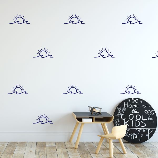 Ocean surf themed nursery wall decals - set of 24