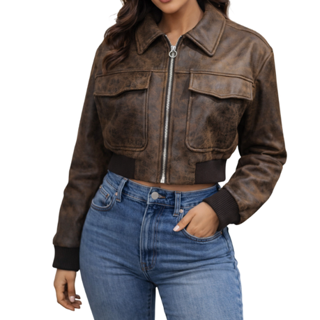 Missy Missi Faux Leather Bomber Jacket