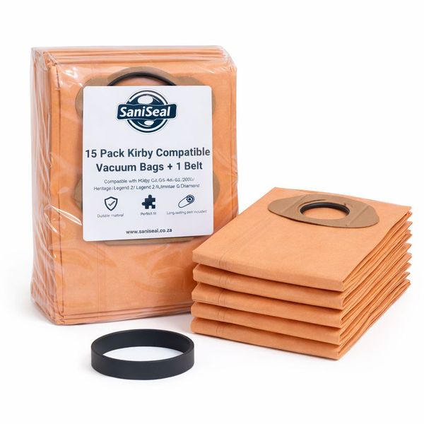15 Pack Kirby Compatible Vacuum Bags + Belt - Fits G3, G4, G5, G6, G7