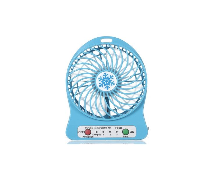 Blue Mini Electric Portable Rechargeable Fan