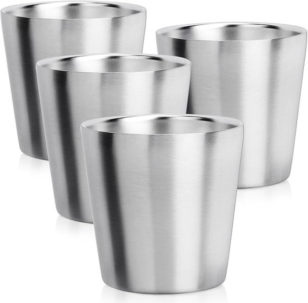 Stainless Steel Cups 6 oz 4 Pack Tumbler Bulk Stackable Insulated Mini Cup