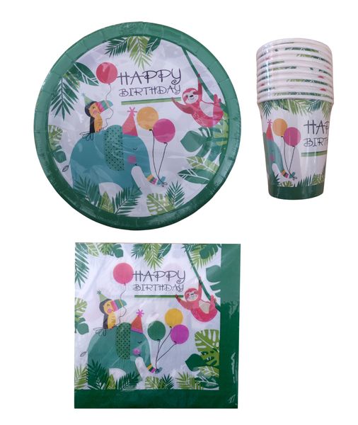 Jungle Animal Party Box/Decorations - 3 Piece for 10 Invites