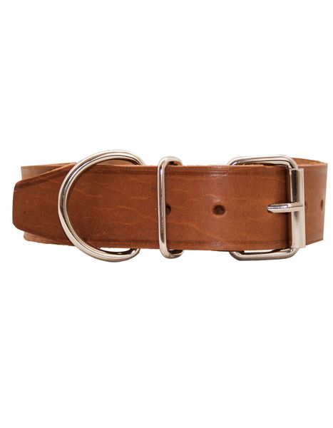 Luvsa PBR38 Veg Tanned Leather Dog Collar Nat Rivet - 3.8x65cm