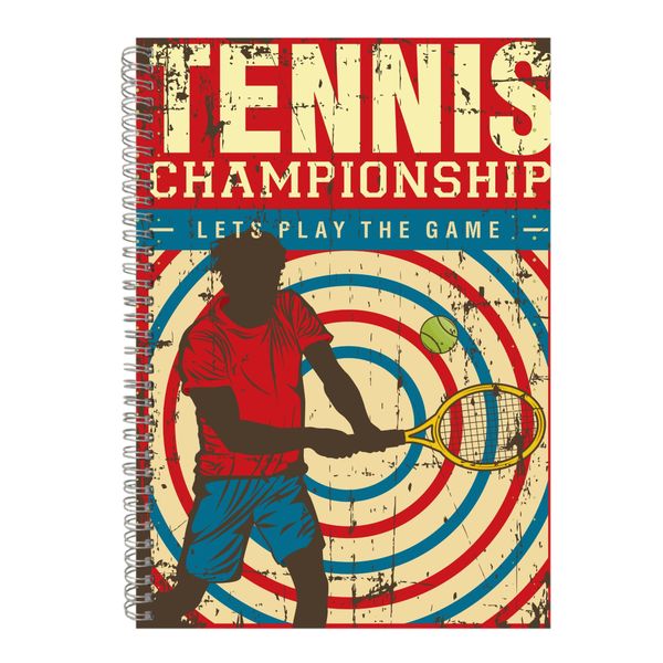 Tournament3 A4 Notebook Spiral Lined Trendy Tennis Graphic Notepad Gift 239
