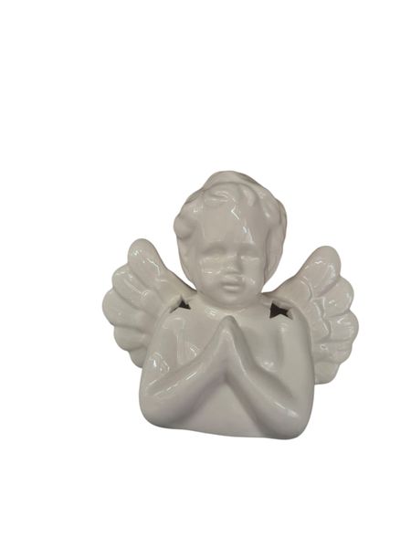 White Ceramic Praying Angel Oil Burner - Elegant Design for Aromatherapy