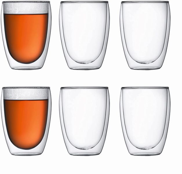 Double Wall GlassTransparent Set of 6 Glasses - 450ml