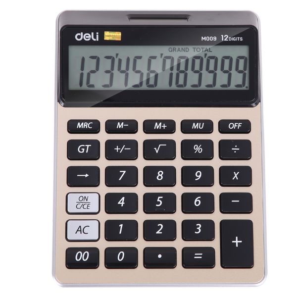 DELI 1 PCS Calculator 12-Digit Metal Gold 176.6×128×28.5mm Desktop Use