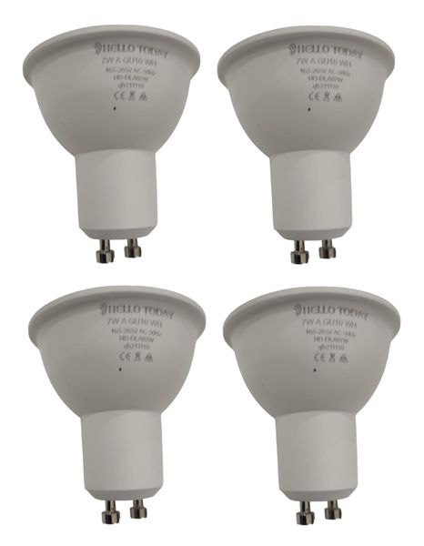 GU10 7W LED Light Bulbs Cool White 6500k - 4 Pack
