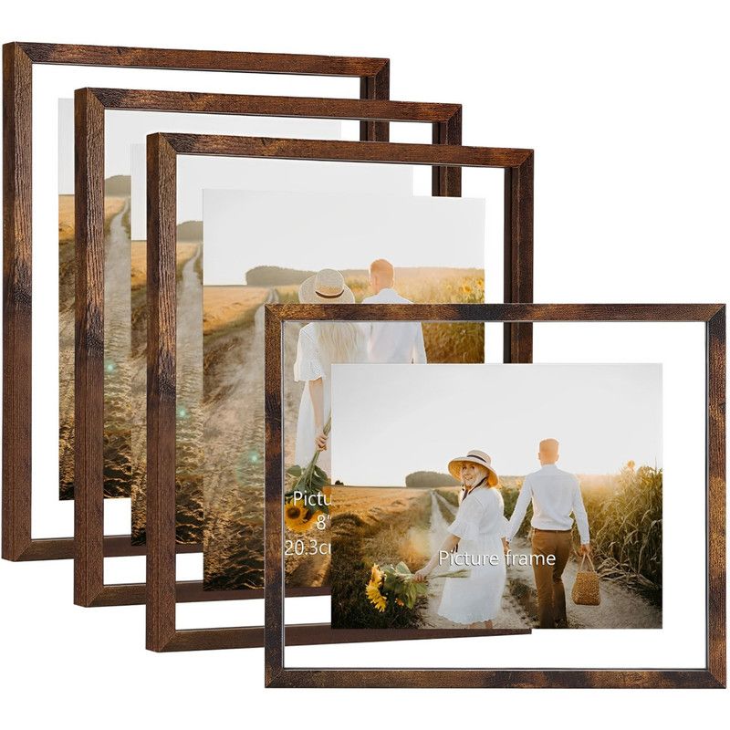 4Pcs Wooden A4 Picture Frame Double-Sided Clear Floating Picture Frames ...