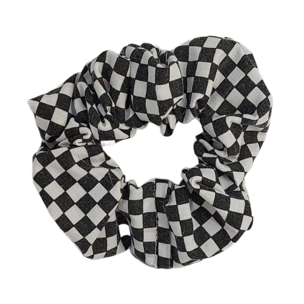 M&amp;N Hair Scrunchie - Black and White Check