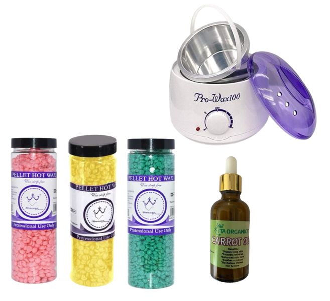 Optic Pro Wax Hair Removal with 3pc Removal Hard Wax Beans &amp; Carrot Oil