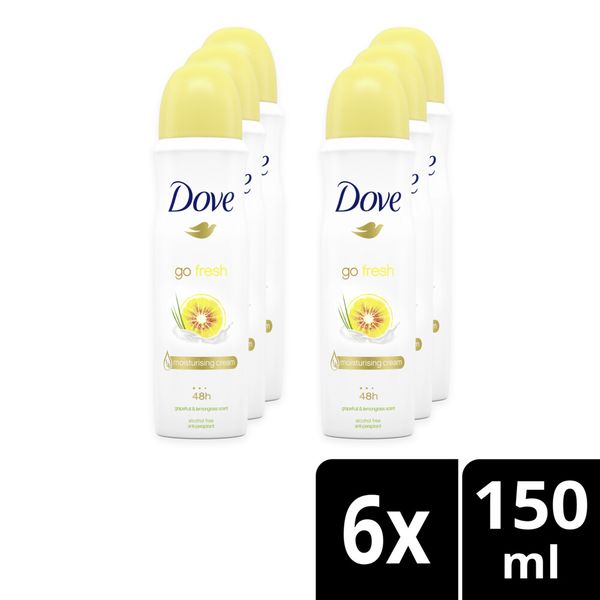 Dove Go Fresh Grapefruit and Lemongrass Antiperspirant Deodorant Body Spray 6 x 150ml