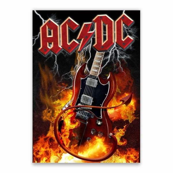 ACDC Guitar On Fire Poster - A1