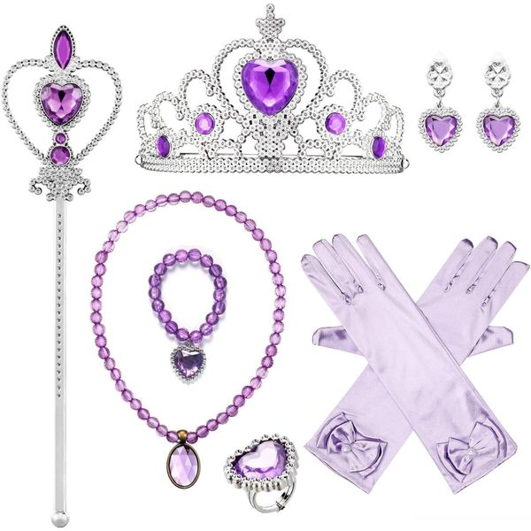 Princess Crown Magic Wand Gloves Costume Party Accessory for Toddler Girlsa