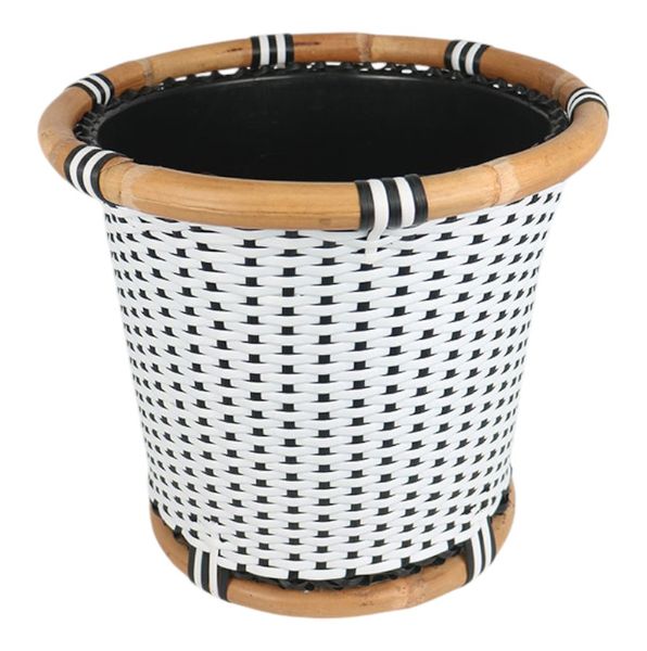 Rattan Thick &amp; Synthetic Planter Black &amp; White