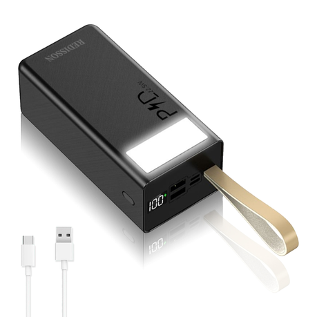 40000 mAh Portable Power Bank 22.5W Dual USB Fast Charging with LED Light Image