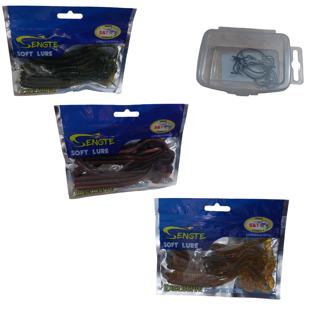 3 Soft Plastic worm packs and No.1 hooks | Shop Today. Get it Tomorrow ...