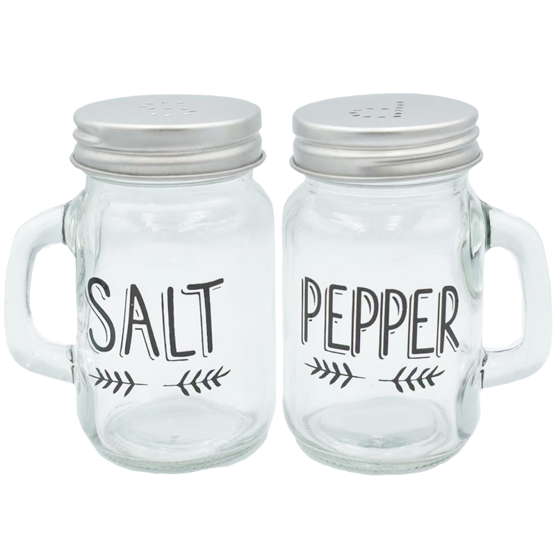120ml Salt and Pepper Shaker with Stainless Steel Lid - Set of 2