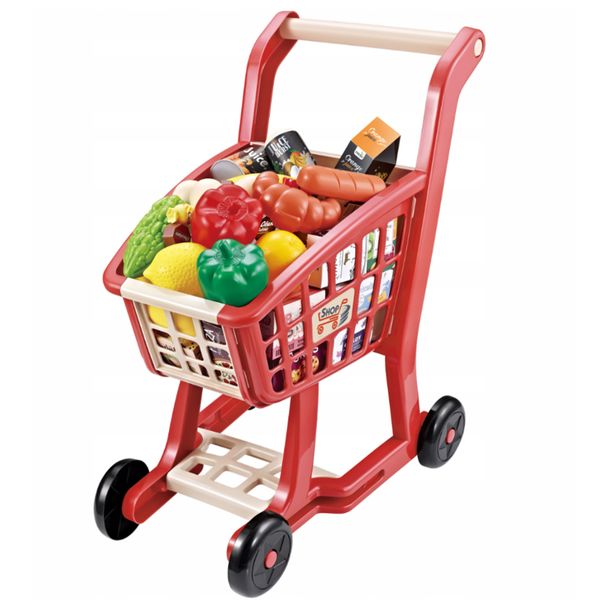 Kids Shopping Cart Trolley Basket Role Play Toy Set Mini Shopping Cart Toy