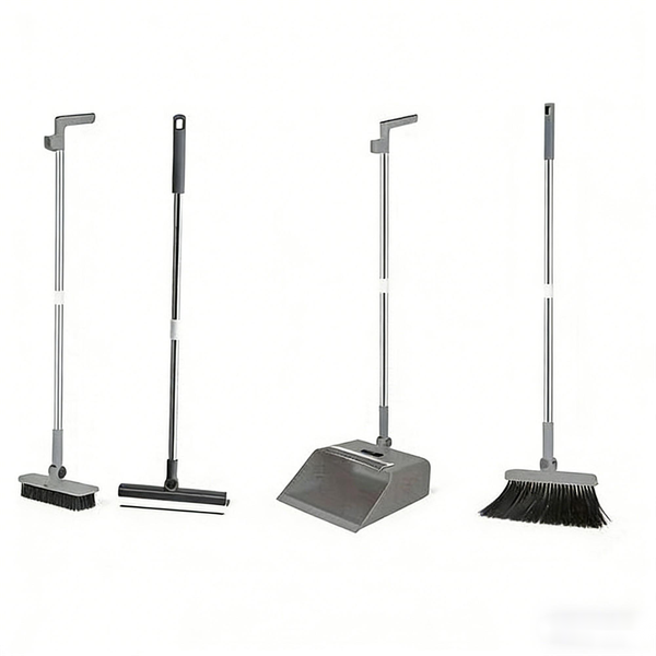 4-in-1 Broom and Dustpan Set with Floor Brush, for Home and Office Cleaning