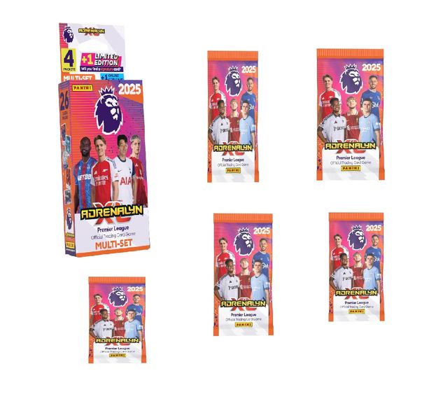 Panini 2025 Premier League Adrenalyn XL Trading Cards Eco Booster + 5 Trading Cards Bundle
