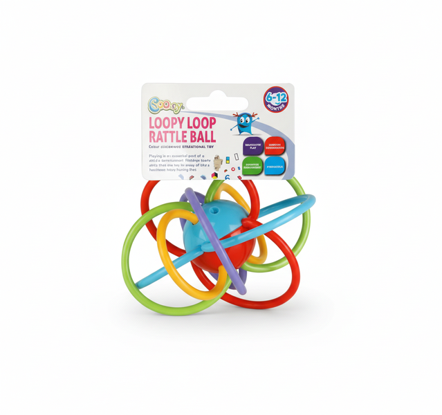 Cooey Baby Rattle Loopy Loops Ball - 14 cm Multicolored Activity Toy