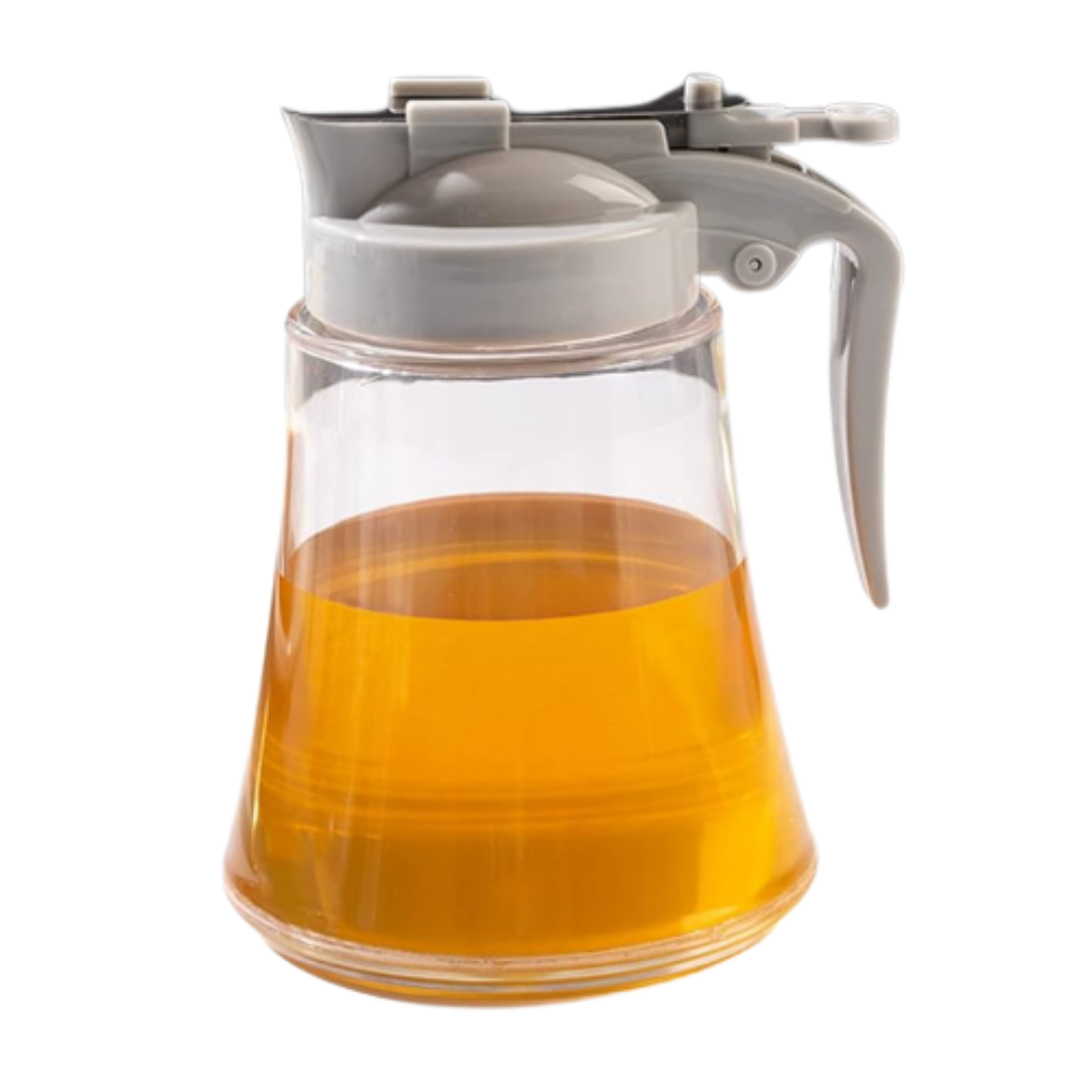 PressOn Honey Dispenser, Syrup and Sugar Jar, DripFree Honey