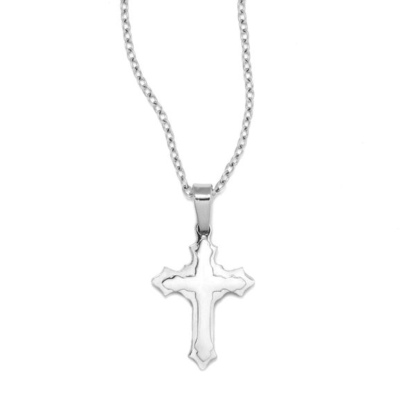 Androgyny Stainless Steel Sculpted Cross Necklace