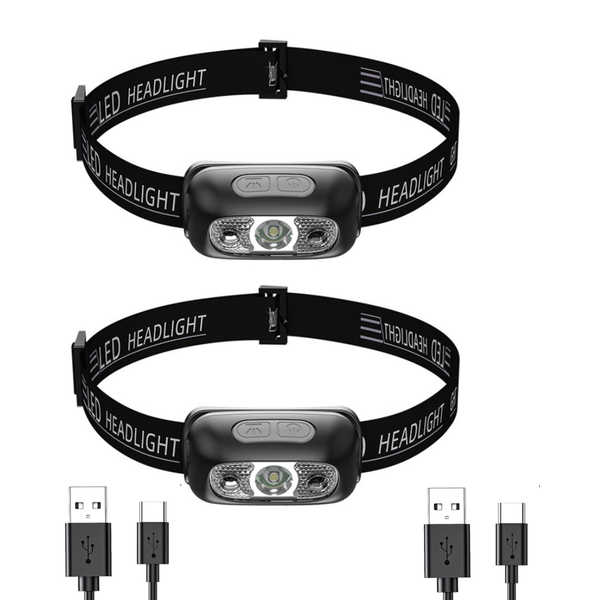 AICOM-LED Rechargeable Headlamp with Motion Sensor And 4 Light Modes(2Pack)
