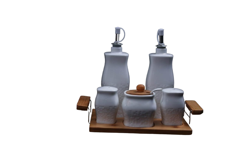 Kitchen Accessory Ceramic &amp; Wooden Set
