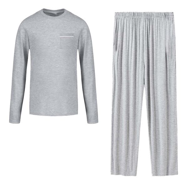 PJ Warehouse Men Grey Cotton knit Winter Pj set