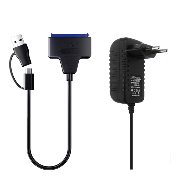 USB 3.0/Type-C to SATA Adapter Sata Cable SSD HDD with 12V/2A Power Adapter