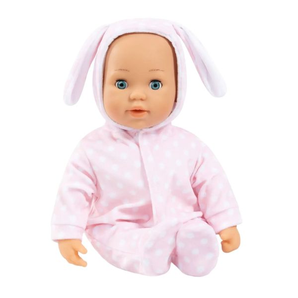 First Words Anna Baby Doll Pink white dots w/ears