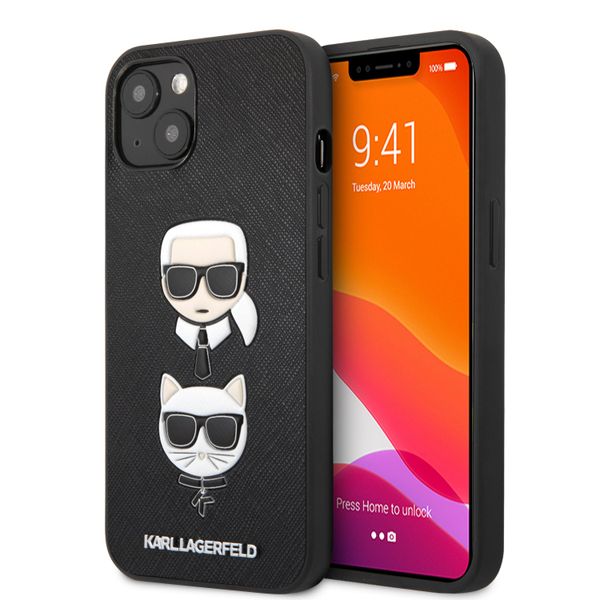 Karl Lagerfeld Saffiano K&amp;c Heads For Iphone 13 Case - Black