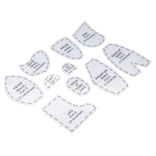 Craft 9pc Acrylic Teddy Bear Creating Quilting Template Stencil (25cm)