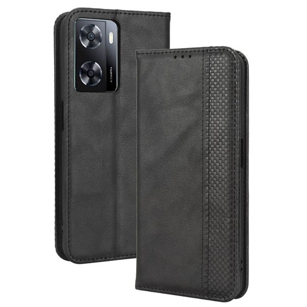 Flip Cover Compatible With Oppo A57 4G Magnetic Buckle Retro Leather Case