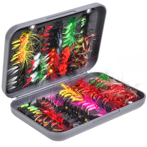 Fishing Hooks, Flies Kit 100 Pieces Assorted Fly Fishing Lures Hooks