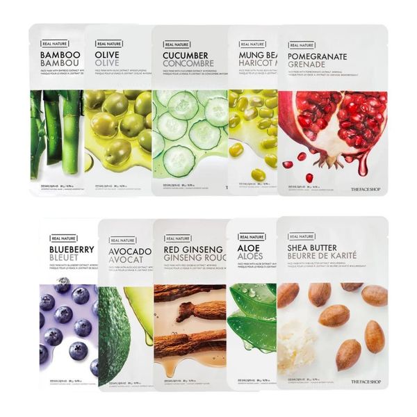 THE FACE SHOP - Real Nature Sheet Mask Set (10 Sheets - Assorted Extracts)