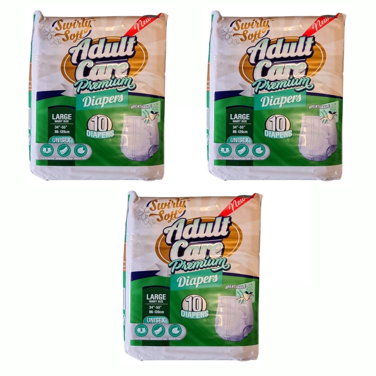 Premium Adult Care - Soft Breathable Adult Diapers - Large - 30